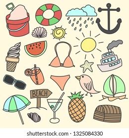 Hello Summer set of doodles 