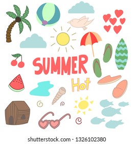 Hello Summer set of doodles