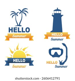 Hello summer set. Hello summer, holiday, vacation .Vector illustration