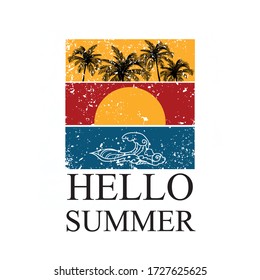Hola Slogan de verano gráfico de la impresión vectorial para el diseño de impresión de camisetas