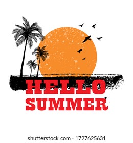 Hello Summer  slogan graphic vector print lettering for t shirt print design