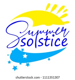 hello summer solstice lettering, Summertime concept, elements  posters, greeting cards, invitations, Vector 