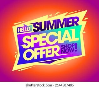 Hallo Sommer, Sonderangebot, jetzt einkaufen, Vektorgrafik-Webbanner-Muster verkaufen