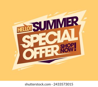 Hola verano oferta especial web banner vector plantilla