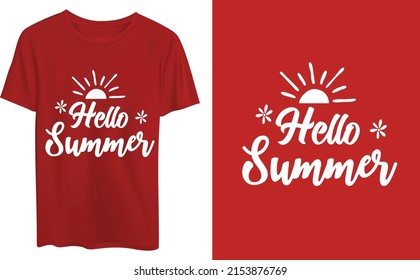 Hello Summer squad hand draw brush lettering summertime typography quotes lettering for t-shirts, mugs, posters, cards