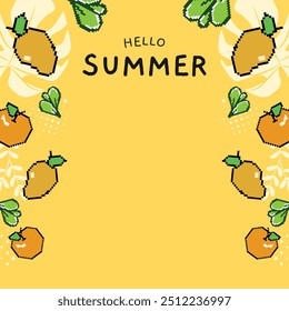 Hello Summer Square banner com elementos tropicais gráfico