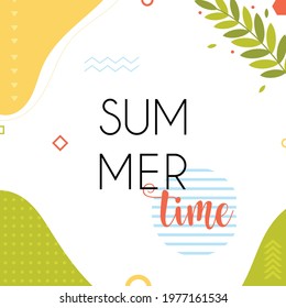 Hello summer square card, vector illustration