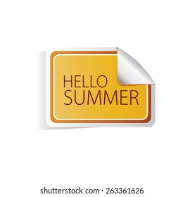 hello summer sticker color vector illustration