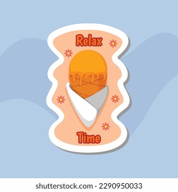 Hello Summer Sticker Illustration Design with Social Media Template art
