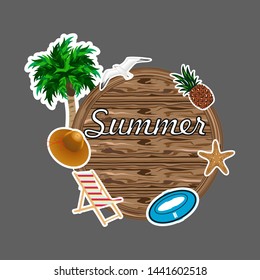 Hello summer sticker round decor