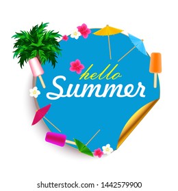 Hello summer sticker round decor