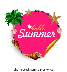 Hello summer sticker round decor