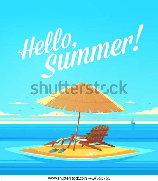 Bonjour Summer Citation D Ete Affiche Image Vectorielle De Stock Libre De Droits