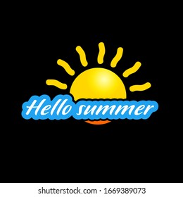 adiós verano con ilustración solar sobre fondo negro