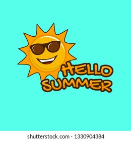 Hello Summer. Sun smile design. Vector illustration