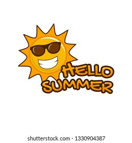 Hello Summer. Sun smile design. Vector illustration