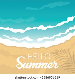 Hello summer, sun, summer vacation beach vacation, horizon banner.