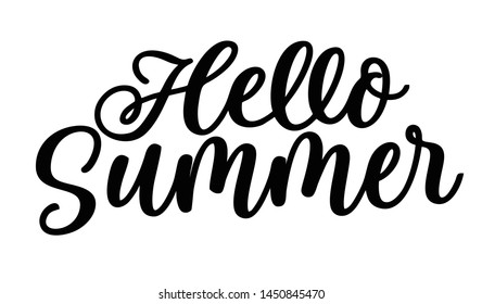 Hello summer, sunset script font lettering vector templete 