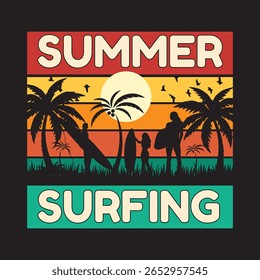Hello Summer Surfing T-Shirt Design Vector T-Shirt Design
