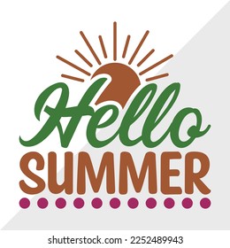 Hello Summer SVG Printable Vector Illustration svg