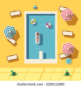 Hello summer. Swimming pool. Flat vector illustration.