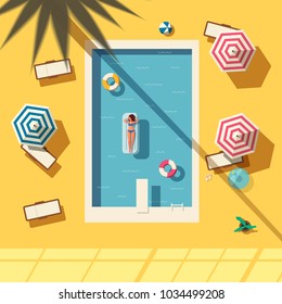 Hello summer. Swimming pool. Flat vector illustration.