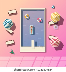 Hello summer. Swimming pool. Flat vector illustration.