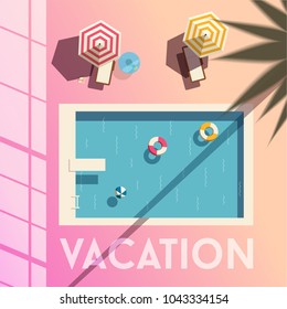 Hello summer. Swimming pool. Flat vector illustration.