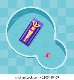 Hello summer. Swimming pool. Flat vector illustration.