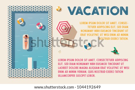 Hello summer. Swimming pool. Flat vector illustration.