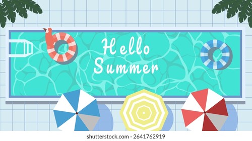 Hello summer swimming pool illustration