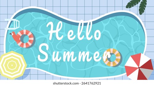 Hello summer swimming pool illustration