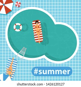 Hello summer. Swimming pool. Summer pool party invitation