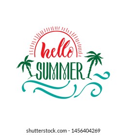 Hello summer t shirt design illustration vector full editable psd