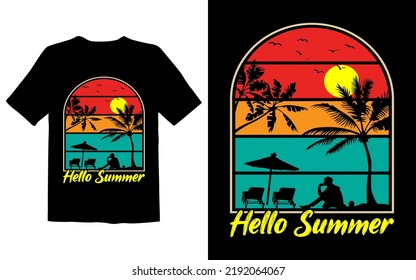 Hello Summer T Shirt Design