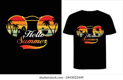 Hello Summer t shirt design Hello Summer Funny Beach, Summer Vacation Retro Vintage Surfing Surfer Lover Summer T-shirt Design