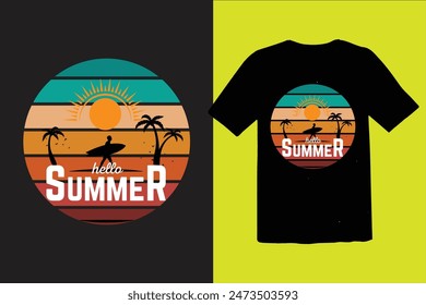 hello summer t shirt design vector .