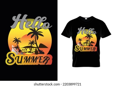 hello summer t- shirt tree vectoe mountain vector  