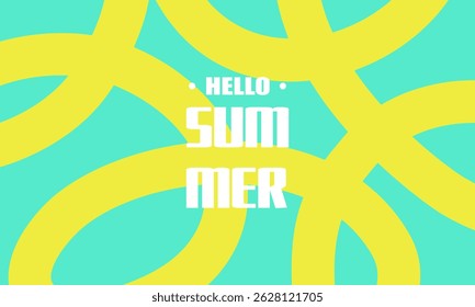 Hello summer text and abstract shape line simple modern design concept.