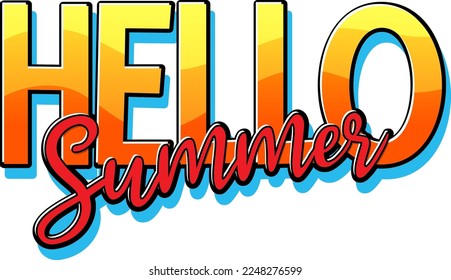 Hello summer text for banner or poster design illustration