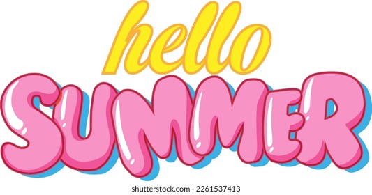 Hello summer text for banner or poster design illustration