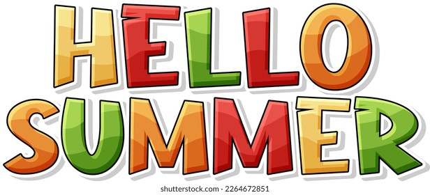 Hello summer text for banner or poster design illustration