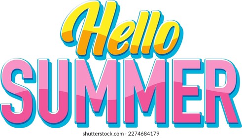 Hello summer text for banner or poster design illustration