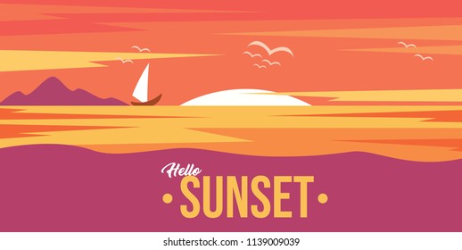 Hello Summer Text with beach background