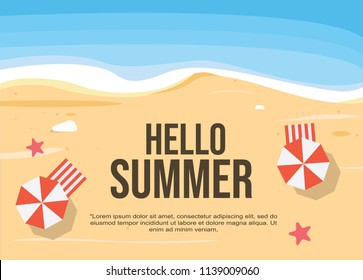 Hello Summer Text with beach background