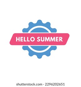 Hola botón de texto de verano. Botones web de etiqueta de icono de signo de verano de saludo