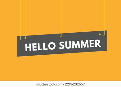 Hola botón de texto de verano. Botones web de etiqueta de icono de signo de verano de saludo