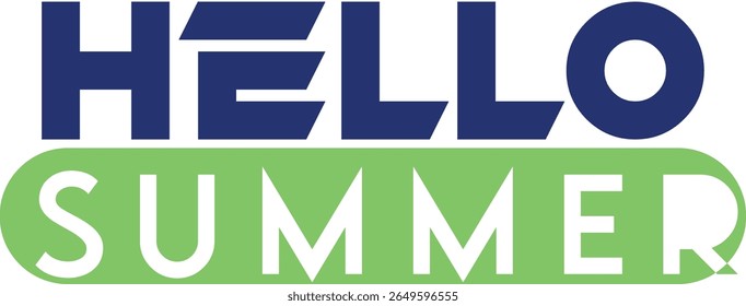 Hello Summer Text Design – Vibrant Blue and Green Typography for T-Shirts