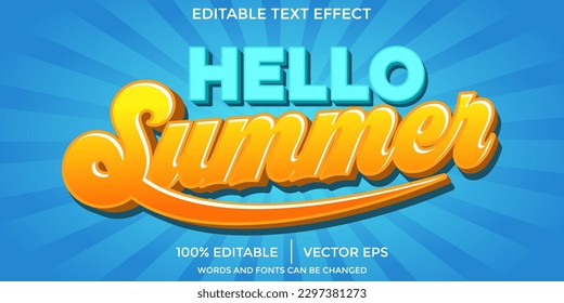 hello summer text effect style editable