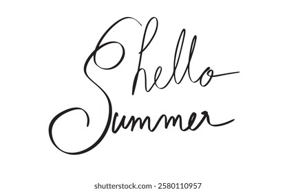 Hello summer text font script calligraphy hand written lettering black color hello summer season travel trip vacation holiday beach hello summer nature sand party happy hello summer travel tourism 